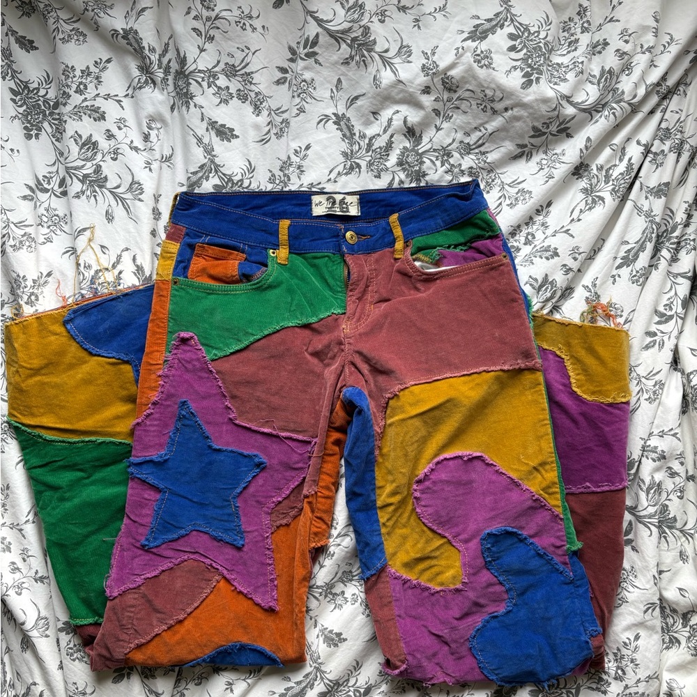 Free People Patchwork Wideleg Corduroy Pant